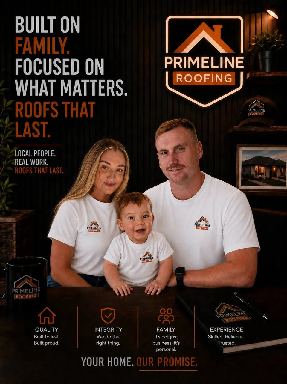 The Primeline Roofing family team